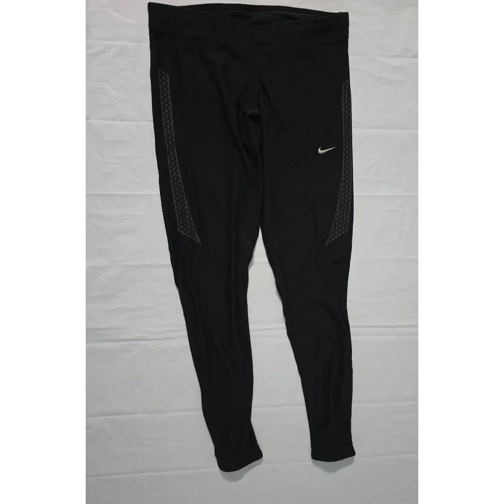 Nike Dri-FIT Womens Black Running Tights Reflective Zipper Ankle Leggings Small
